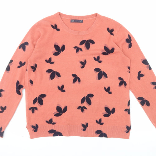 Marks and Spencer Women’s Pink Floral Jumper Size 14 Acrylic Knit