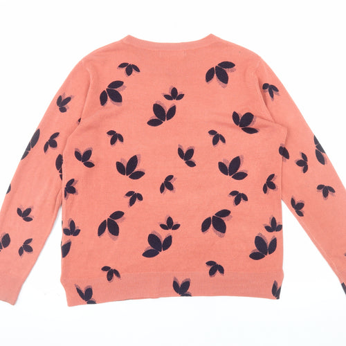 Marks and Spencer Women’s Pink Floral Jumper Size 14 Acrylic Knit