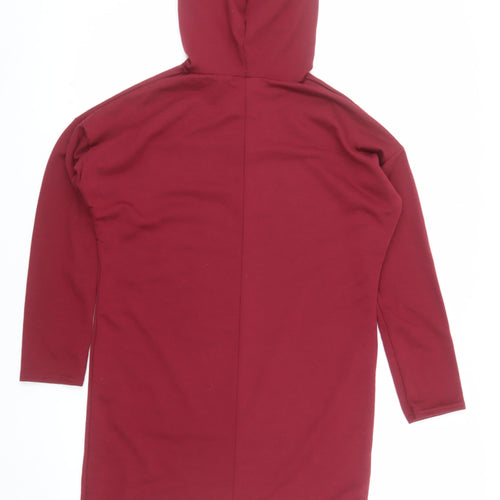 Select Womens Burgundy Hooded Tunic Sweatshirt Size M Graphic Print