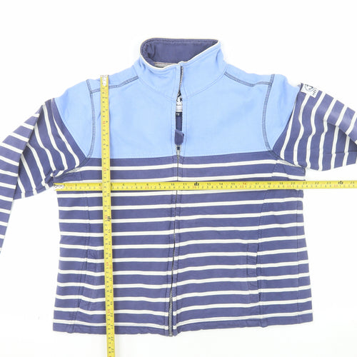 Lazy Jacks Women Blue Striped Full Zip Sweatshirt Size 12 Cotton Nautical
