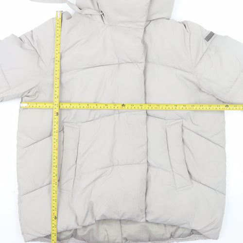 BCBGMAXAZRIA Women Beige XL Hooded Puffer Jacket Polyester Winter Coat