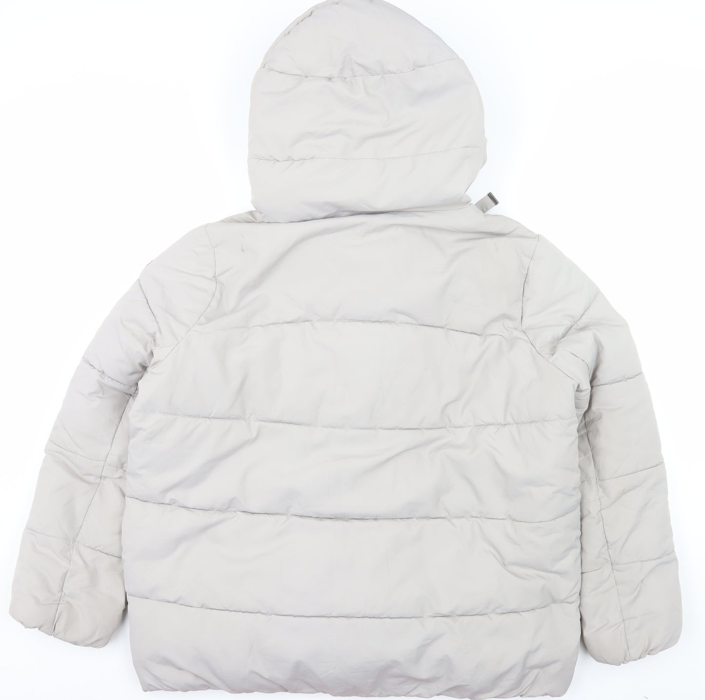 BCBGMAXAZRIA Women Beige XL Hooded Puffer Jacket Polyester Winter Coat