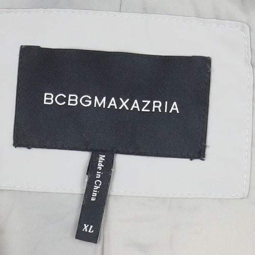 BCBGMAXAZRIA Women Beige XL Hooded Puffer Jacket Polyester Winter Coat