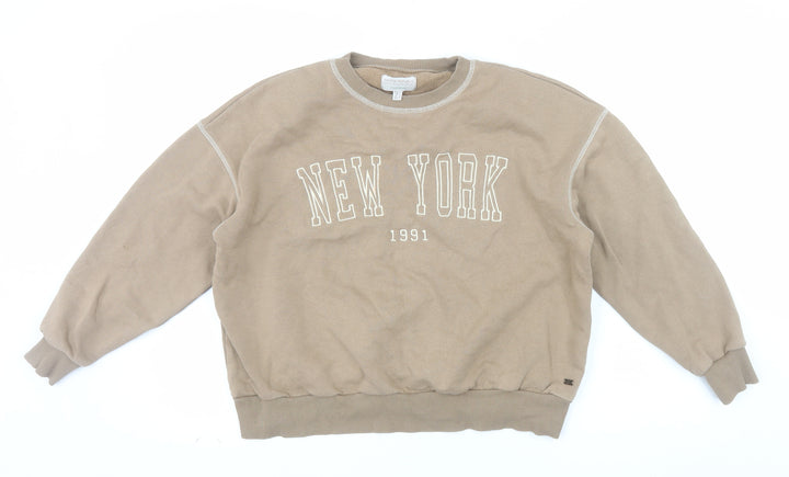Pull&Bear Teen Beige New York 1991 Crew Neck Sweatshirt XS