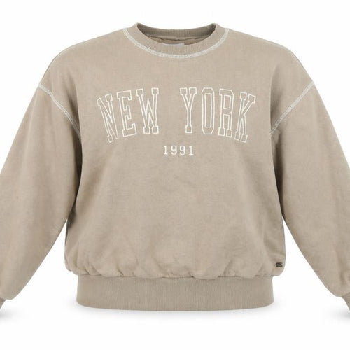 Pull&Bear Teen Beige New York 1991 Crew Neck Sweatshirt XS