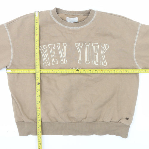 Pull&Bear Teen Beige New York 1991 Crew Neck Sweatshirt XS