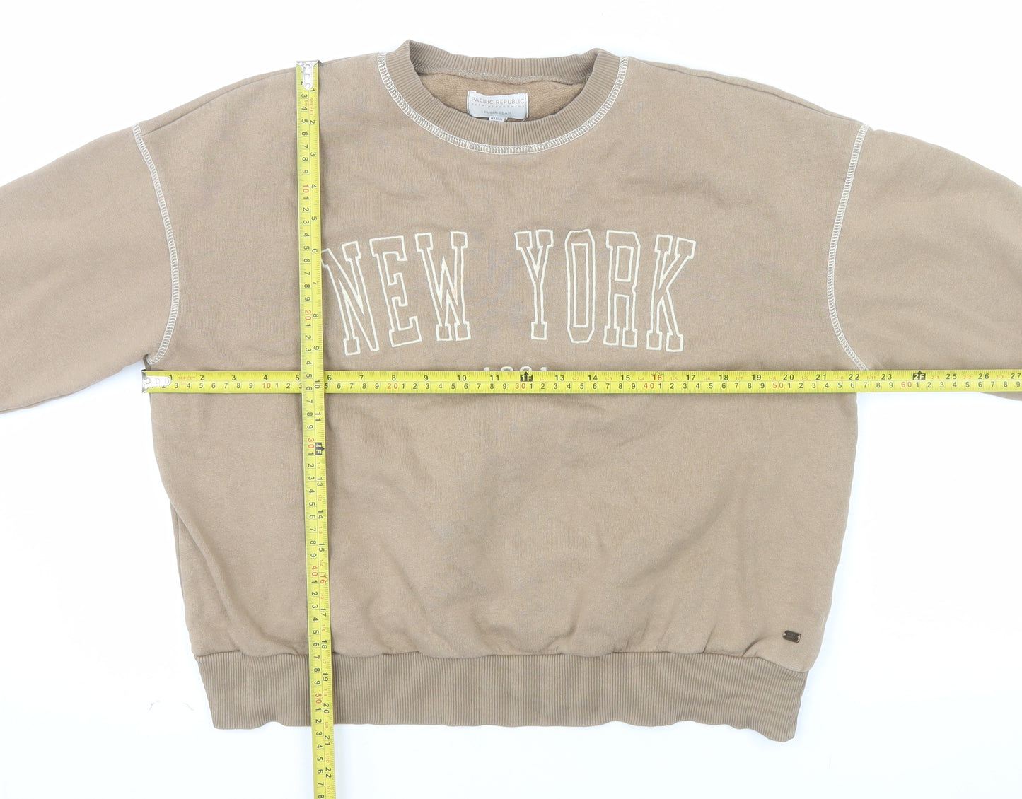 Pull&Bear Teen Beige New York 1991 Crew Neck Sweatshirt XS