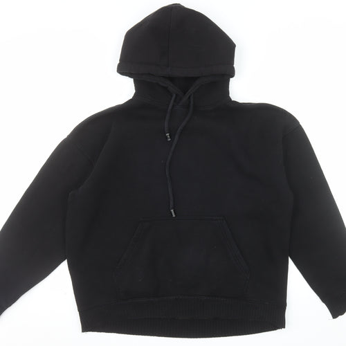 Zara Mens Black Pullover Hoodie Size S Regular Fit Fleece