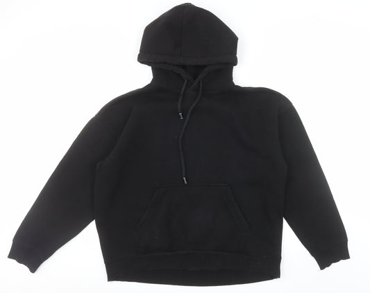 Zara Mens Black Pullover Hoodie Size S Regular Fit Fleece