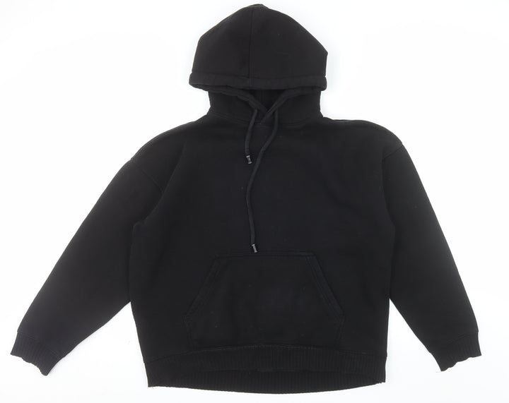 Zara Mens Black Pullover Hoodie Size S Regular Fit Fleece