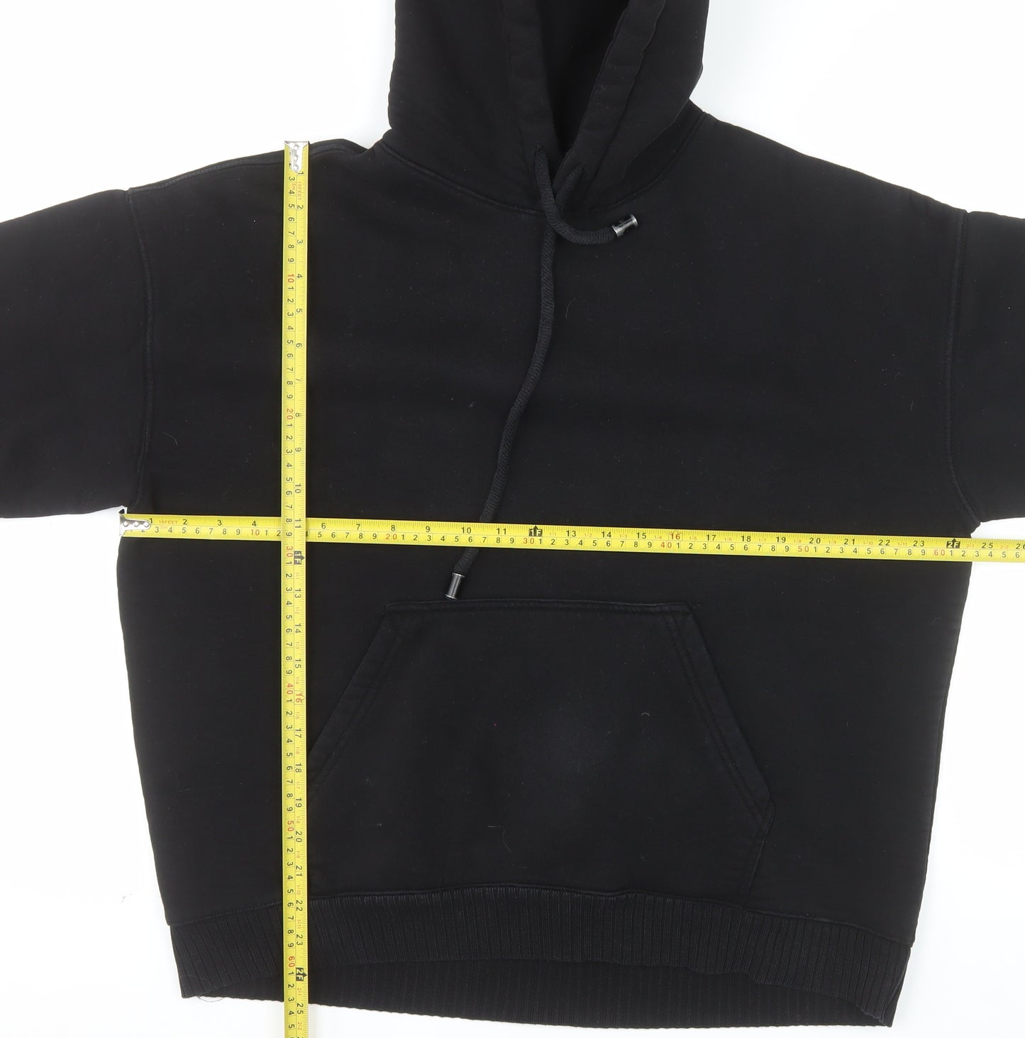 Zara Mens Black Pullover Hoodie Size S Regular Fit Fleece