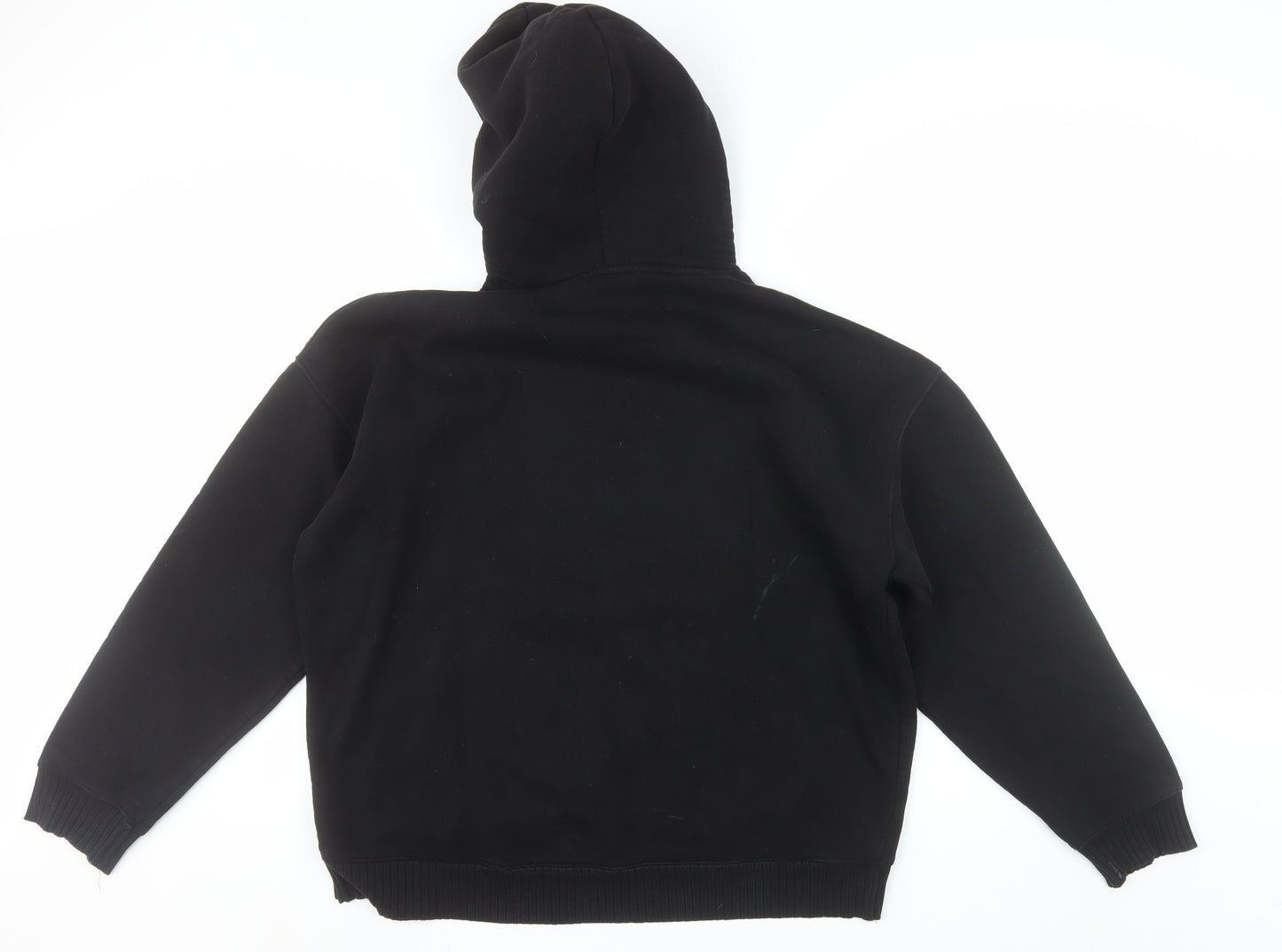 Zara Mens Black Pullover Hoodie Size S Regular Fit Fleece