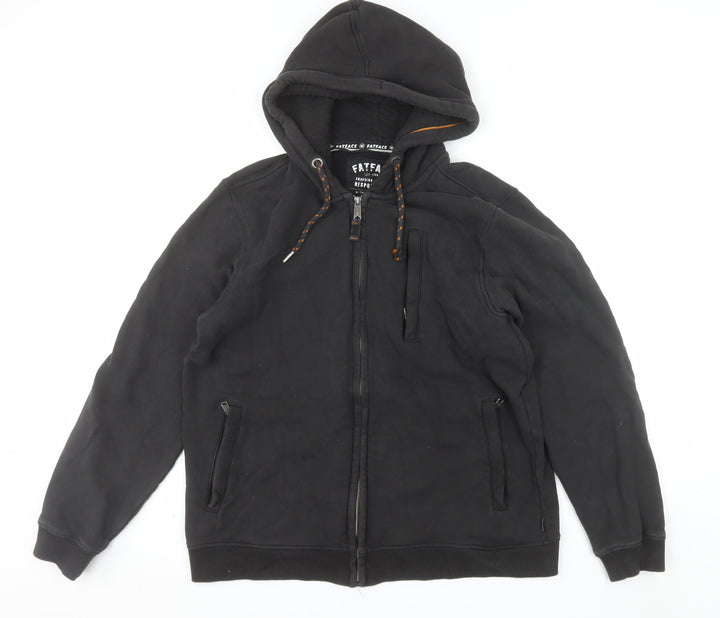 FatFace Mens Black Full Zip Cotton Hoodie L Regular Fit