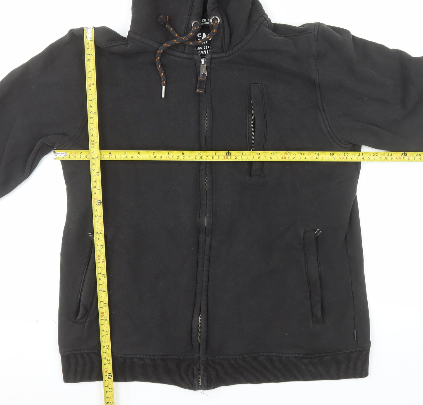 FatFace Mens Black Full Zip Cotton Hoodie L Regular Fit