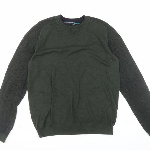 Ted Baker Men's Green Cotton Crew Neck Pullover Jumper Size L