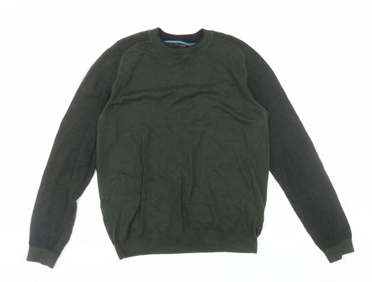 Ted Baker Men's Green Cotton Crew Neck Pullover Jumper Size L
