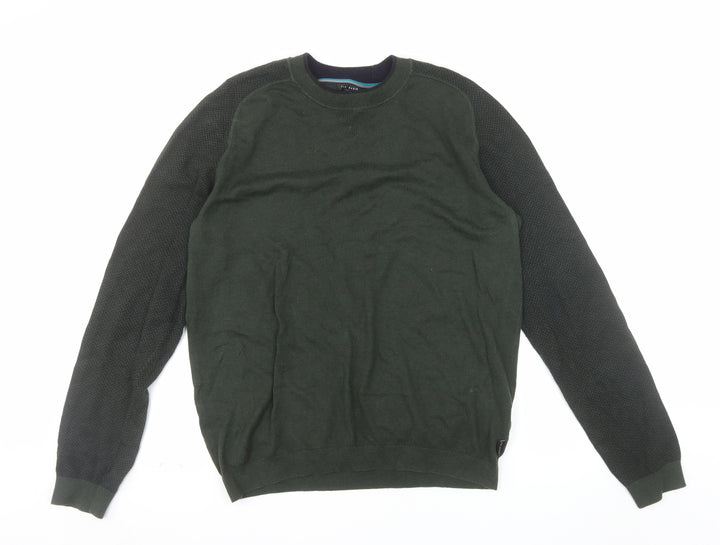 Ted Baker Men's Green Cotton Crew Neck Pullover Jumper Size L