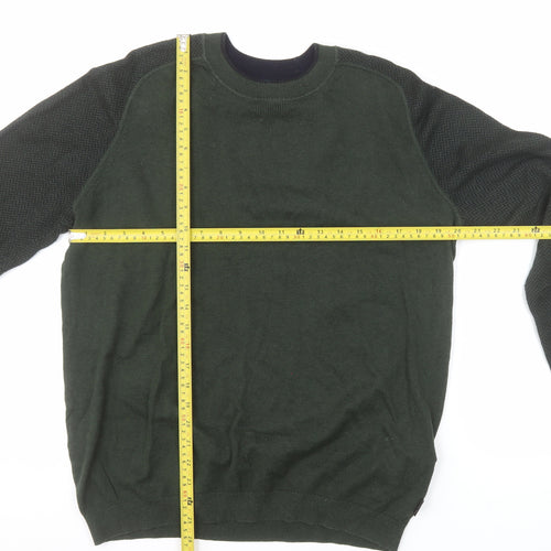 Ted Baker Men's Green Cotton Crew Neck Pullover Jumper Size L