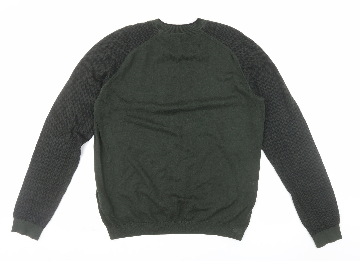 Ted Baker Men's Green Cotton Crew Neck Pullover Jumper Size L
