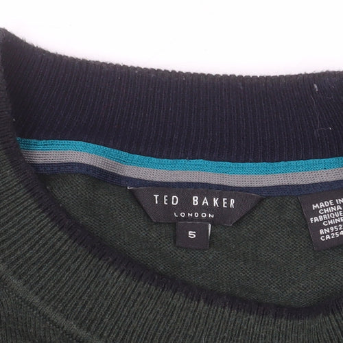 Ted Baker Men's Green Cotton Crew Neck Pullover Jumper Size L