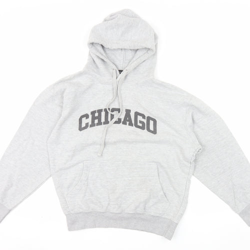 PrettyLittleThing Unisex Grey Chicago Pullover Hoodie Size S