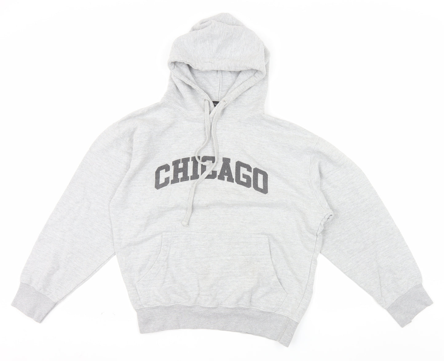 PrettyLittleThing Unisex Grey Chicago Pullover Hoodie Size S
