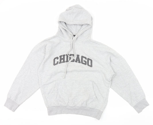 PrettyLittleThing Unisex Grey Chicago Pullover Hoodie Size S
