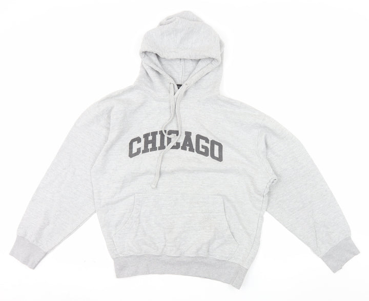 PrettyLittleThing Unisex Grey Chicago Pullover Hoodie Size S