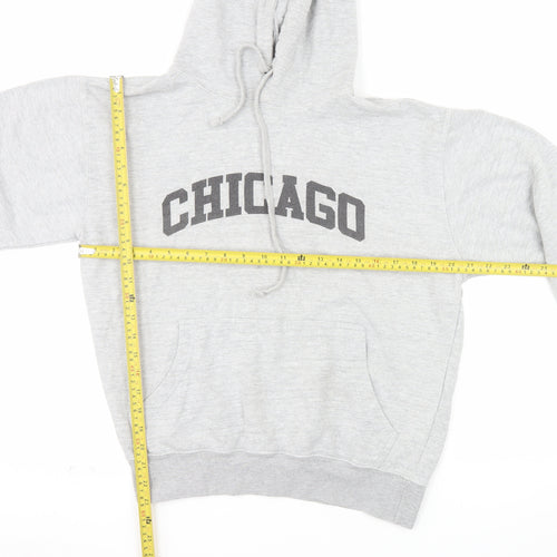 PrettyLittleThing Unisex Grey Chicago Pullover Hoodie Size S