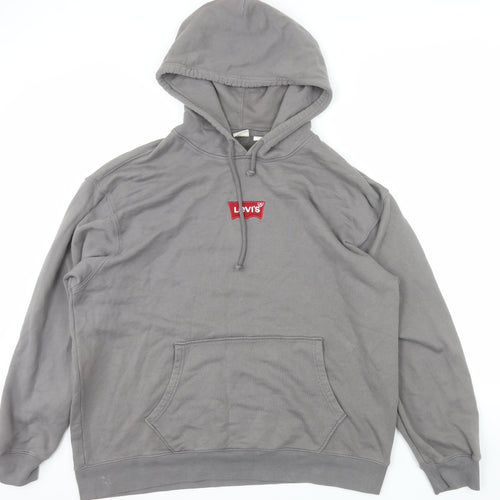 Levi's Men's Grey XL Relaxed Fit Pullover Hoodie with Logo