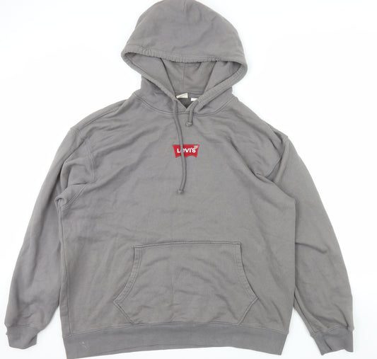 Levi's Men's Grey XL Relaxed Fit Pullover Hoodie with Logo