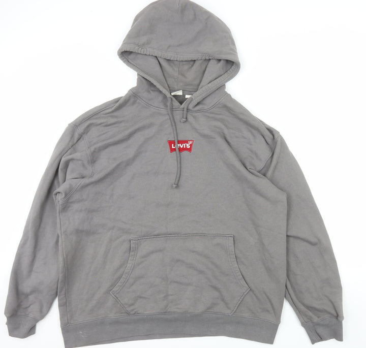 Levi's Men's Grey XL Relaxed Fit Pullover Hoodie with Logo
