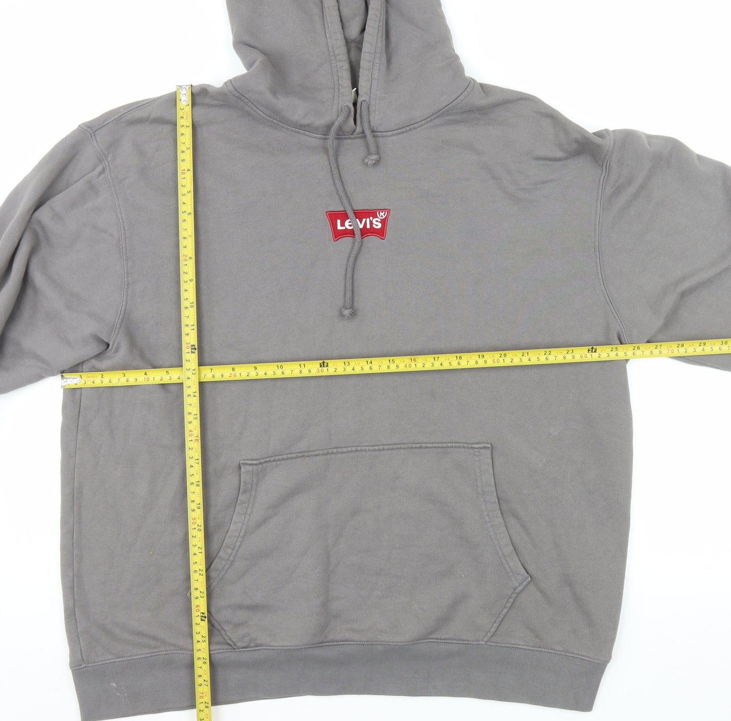 Levi's Men's Grey XL Relaxed Fit Pullover Hoodie with Logo