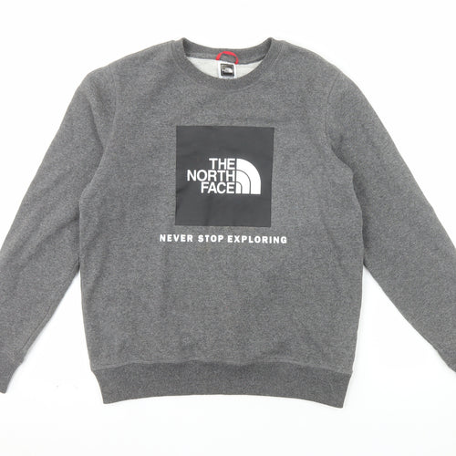 The North Face Boys Grey Pullover Fleece Sweatshirt L Graphic Logo