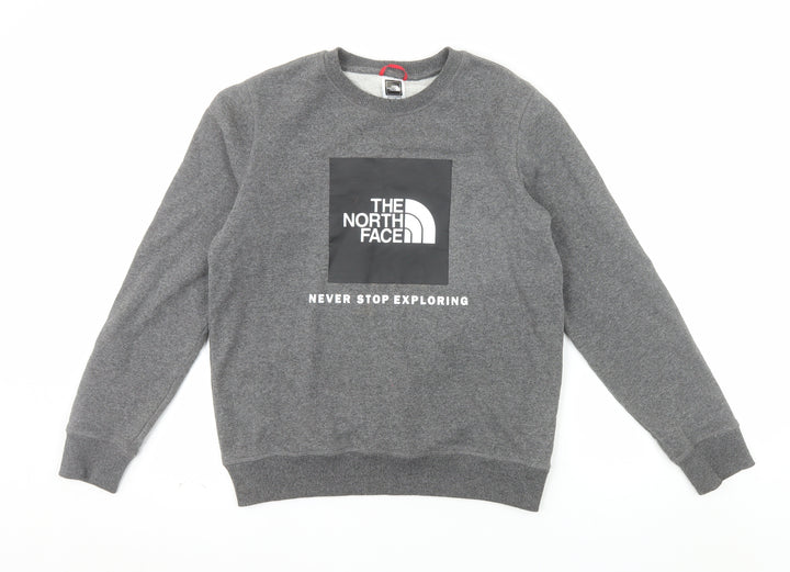 The North Face Boys Grey Pullover Fleece Sweatshirt L Graphic Logo