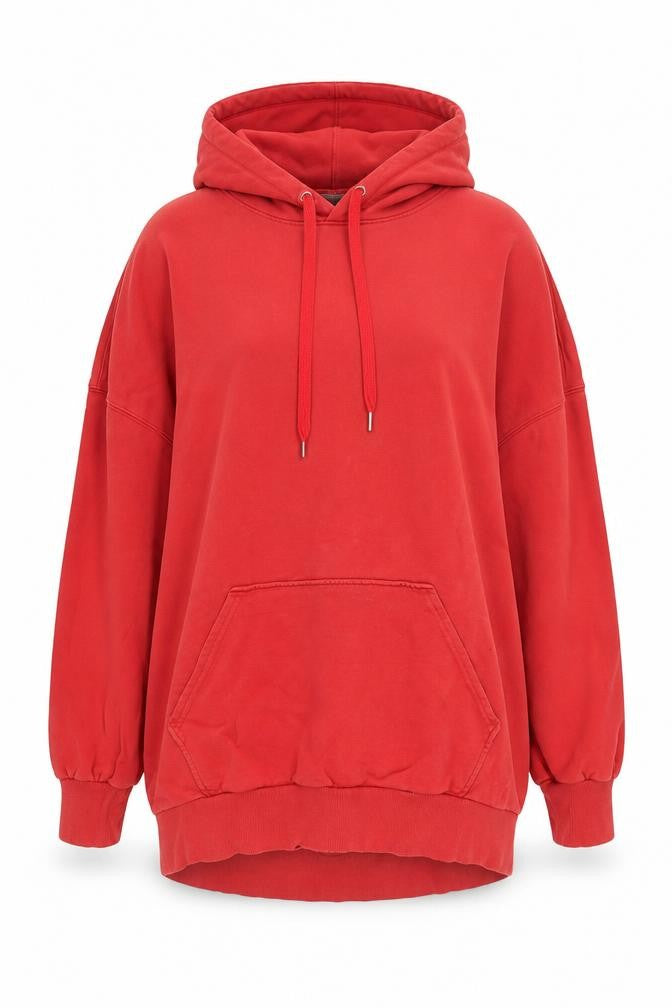 Front view of & Other Stories Women's Red Pullover Hoodie, size 14, Cotton Casual