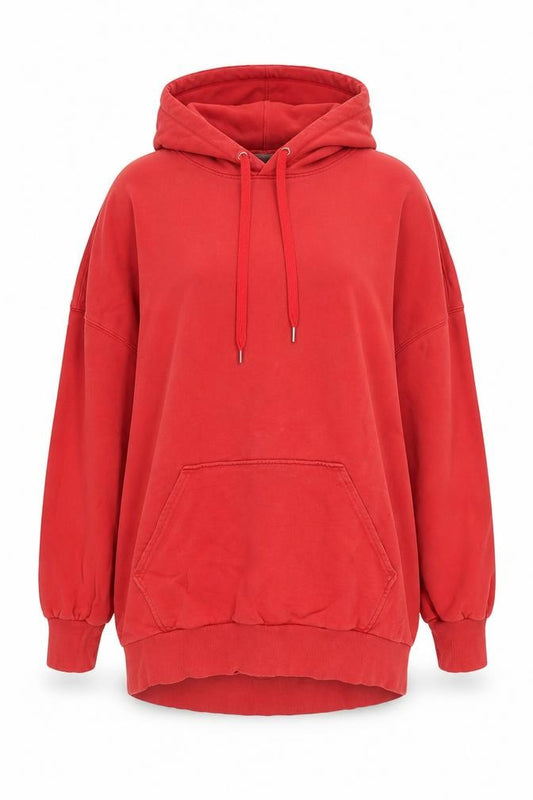 Front view of & Other Stories Women's Red Pullover Hoodie, size 14, Cotton Casual