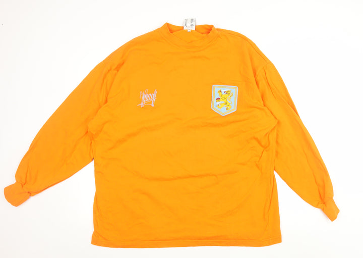TOFFS Men's Orange 2XL Retro Football Long Sleeve Pullover Sweatshirt
