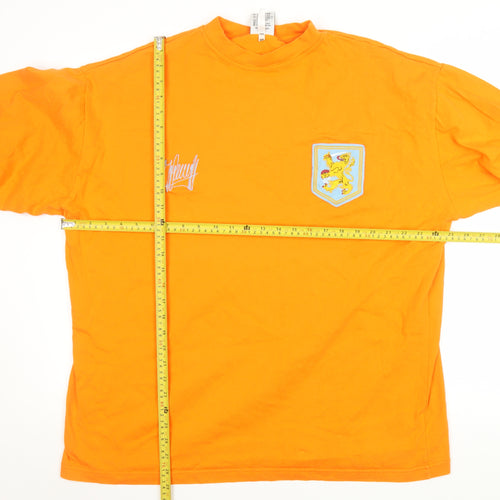 TOFFS Men's Orange 2XL Retro Football Long Sleeve Pullover Sweatshirt