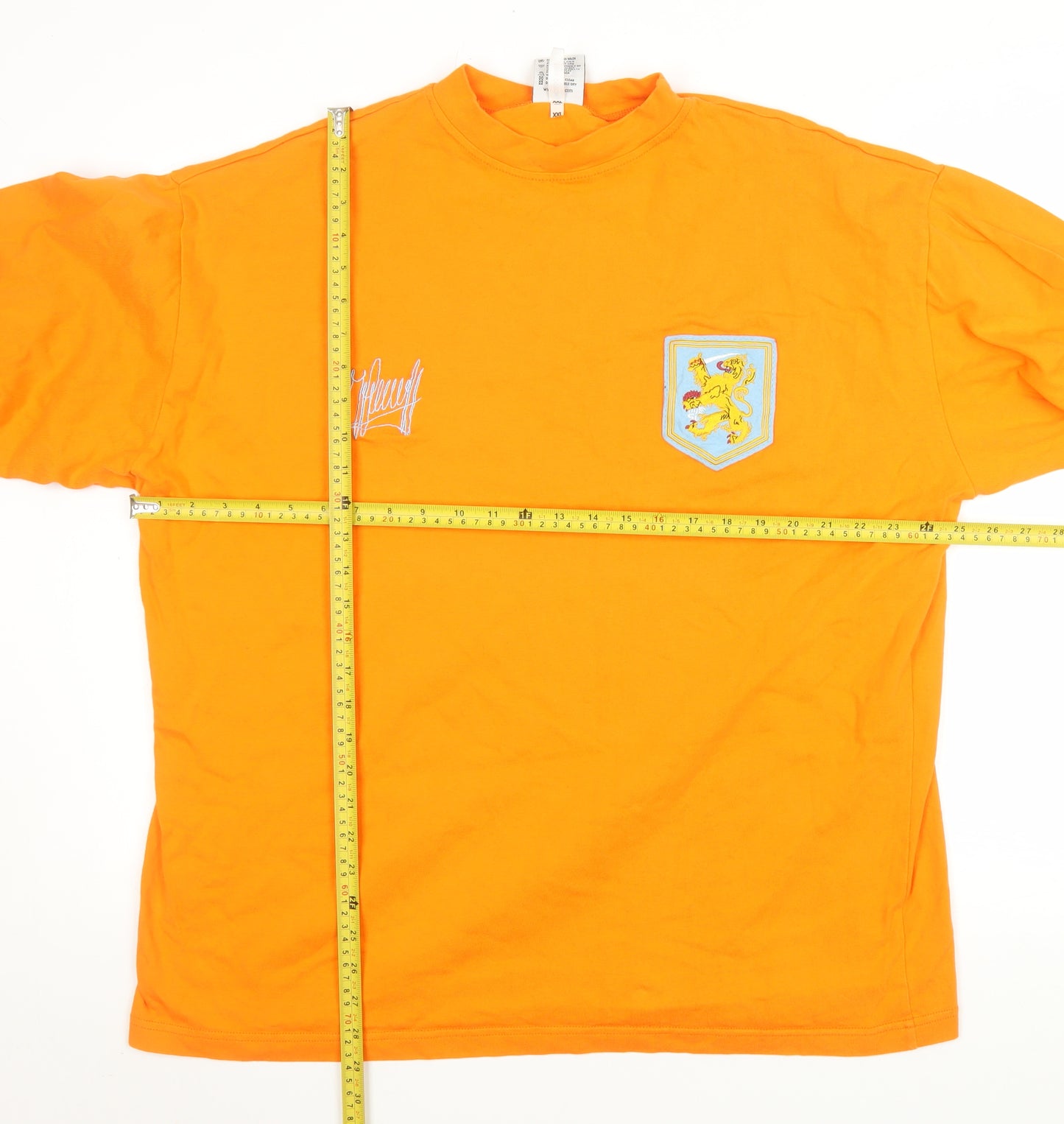 TOFFS Men's Orange 2XL Retro Football Long Sleeve Pullover Sweatshirt
