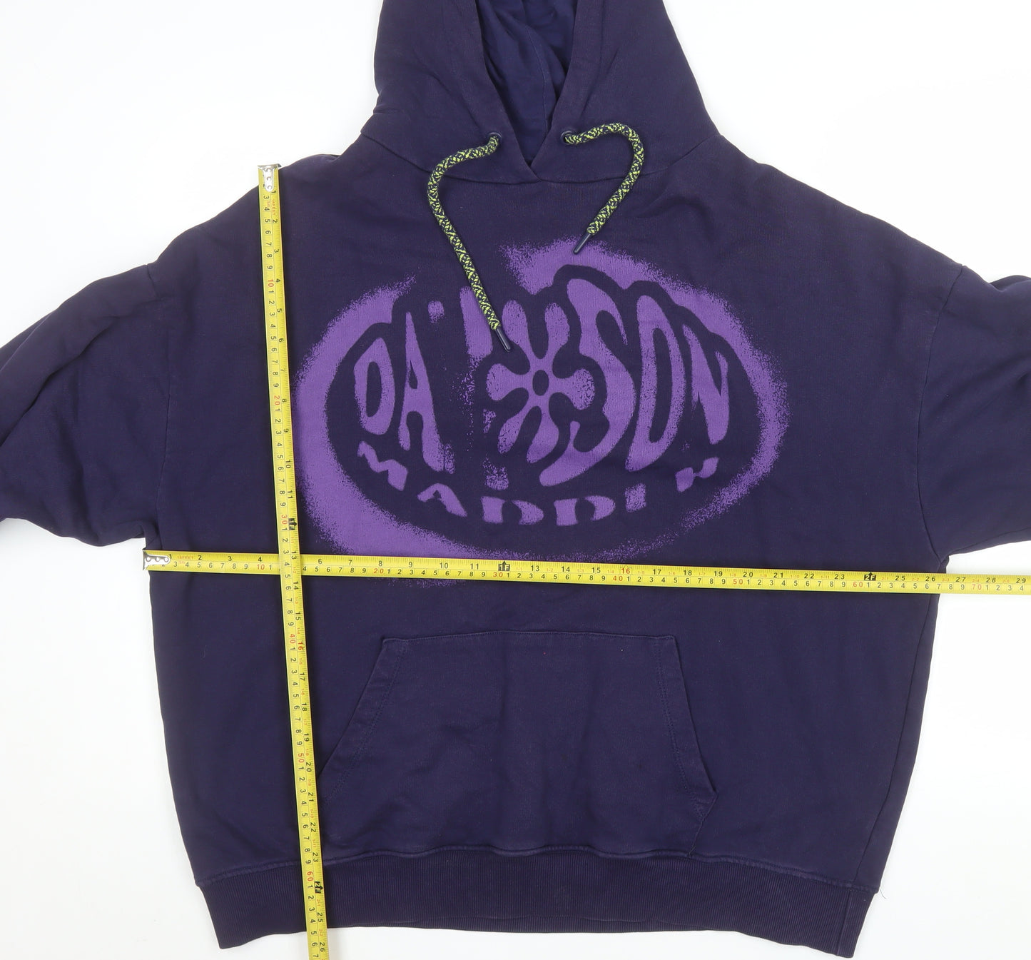 Damson Madder Men's Purple Graphic Pullover Hoodie Size L