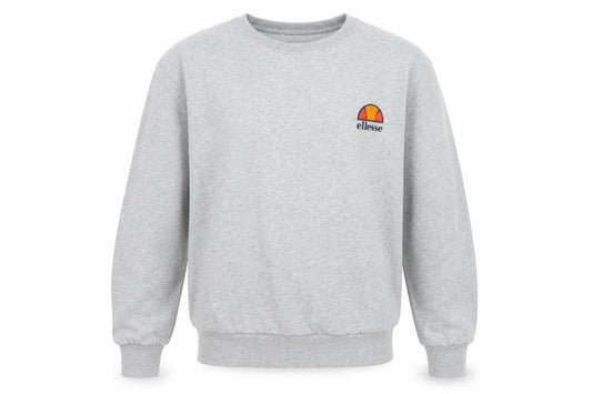 Front view of Ellesse Men's Grey Small Pullover Crew Neck Sweatshirt