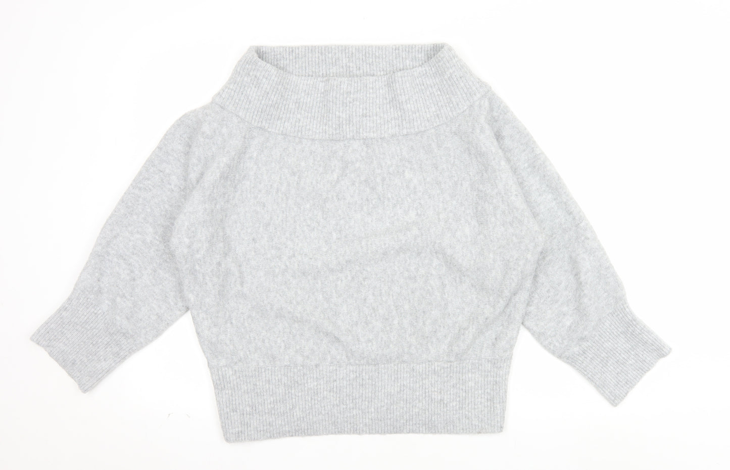 Pull&Bear Women Grey Roll Neck Wool Blend Relaxed Fit Jumper Size 12
