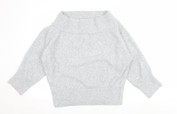 Pull&Bear Women Grey Roll Neck Wool Blend Relaxed Fit Jumper Size 12