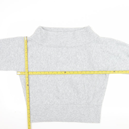 Pull&Bear Women Grey Roll Neck Wool Blend Relaxed Fit Jumper Size 12