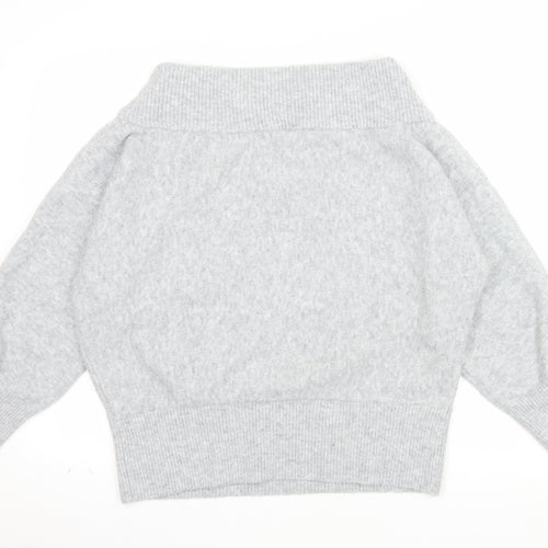 Pull&Bear Women Grey Roll Neck Wool Blend Relaxed Fit Jumper Size 12