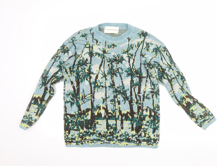 GU and Beautiful People Blue Art Knit Women's XS Pullover Jumper