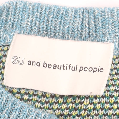 GU and Beautiful People Blue Art Knit Women's XS Pullover Jumper
