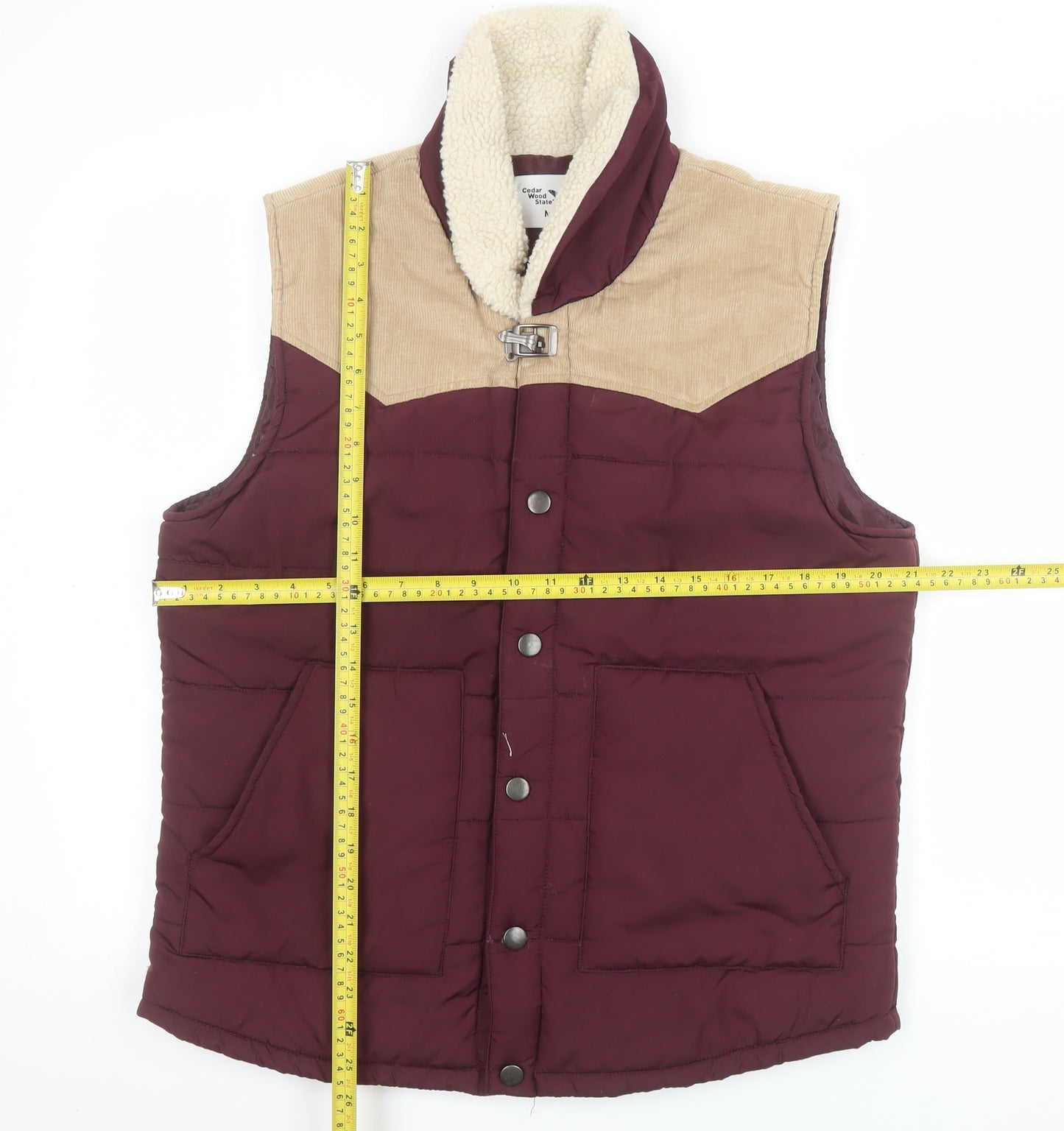 Cedar Wood State Men's Brown Size M Quilted Padded Bodywarmer Waistcoat