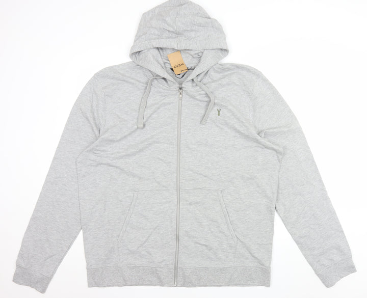 Next Men's Grey 2XL Full Zip Hoodie with Logo